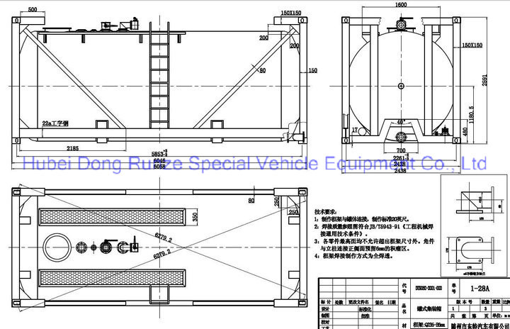 Fluoboric Acid Transport Tank Container 20FT , ISO Bulk Container For Shipping