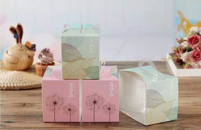 Wholesale custom Paper Cookies packing Cake Box with PVC window,Wholesale Plastic Square Birthday Wedding Packaging Clea