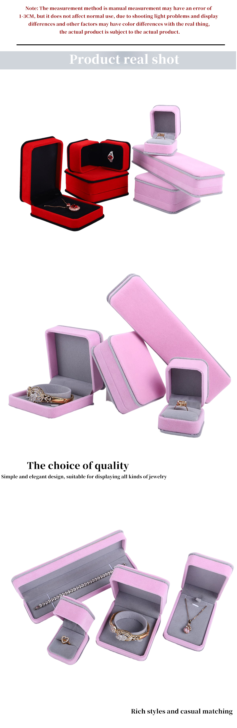 Custom Red Velvet Jewelry Packaging Box Double Layer for Bracelet Necklace and Ring