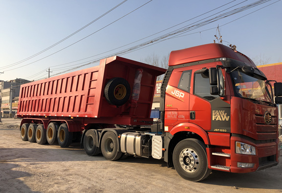 60T Rear Dump Trailer 3 Axle Hydraulic Cylinder Ending Tipper Semi-Trailer with Materials