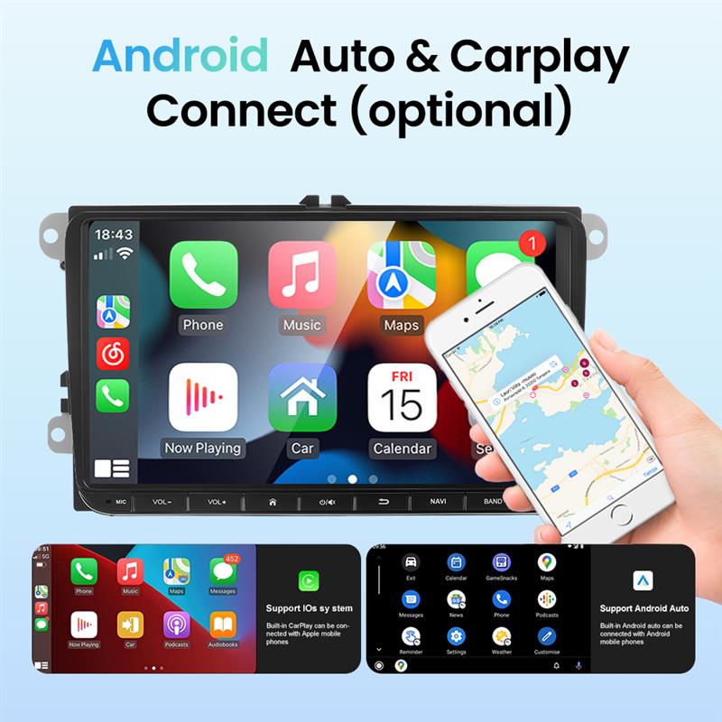 Android 11 Car Stereo Screen for VW Volkswagen Amarok Magotan Touran Polo MK5 SKODA 2 Din