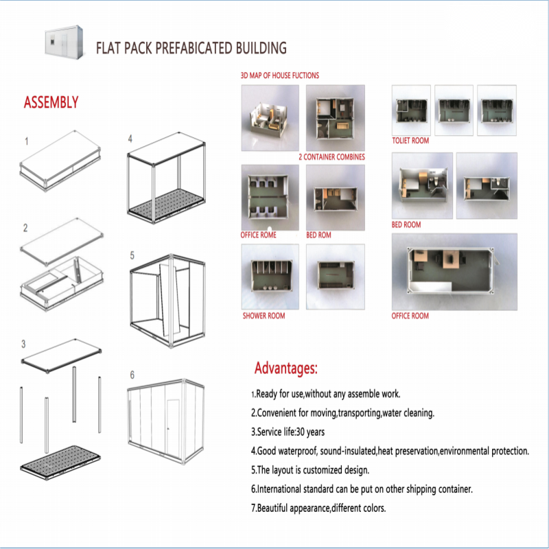Hotel Container House 5800*2480*2896mm Ready Portable Prefab Shipping Detachable Homes