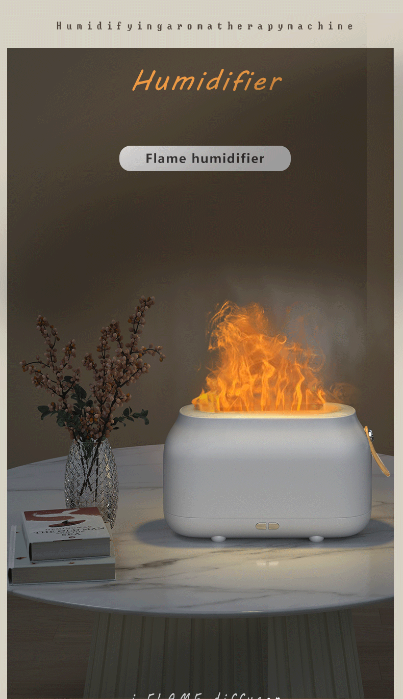 Dropshipping Humificador Rgb Light 180Ml Christmas Humidifier Ultrasonic Flame Oil Diffuser Humidifier Flame Dropshipping