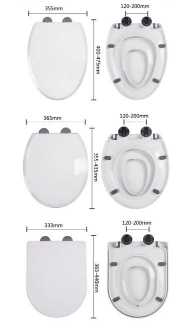Square Shape Plastic White Toilet Seat Cover With Quick Release And Cushioned Closure