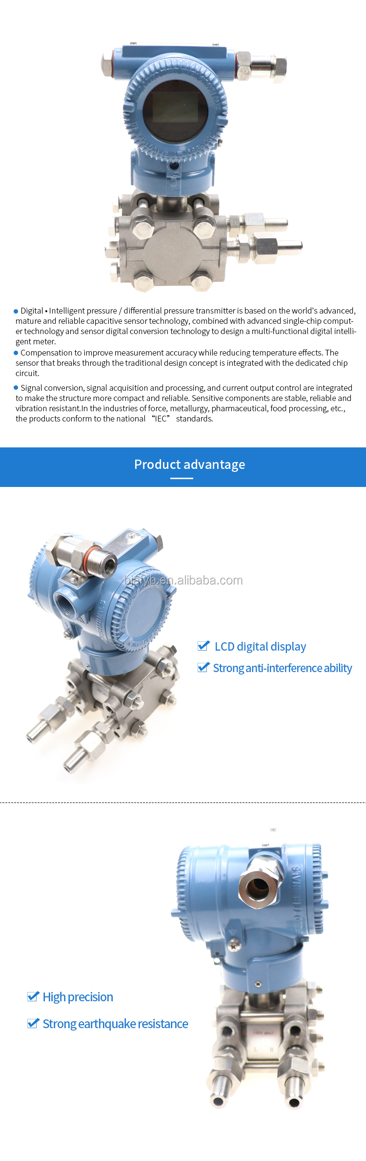Industrial Pressure Measurement Instruments Intelligence 4-20MA 3051D