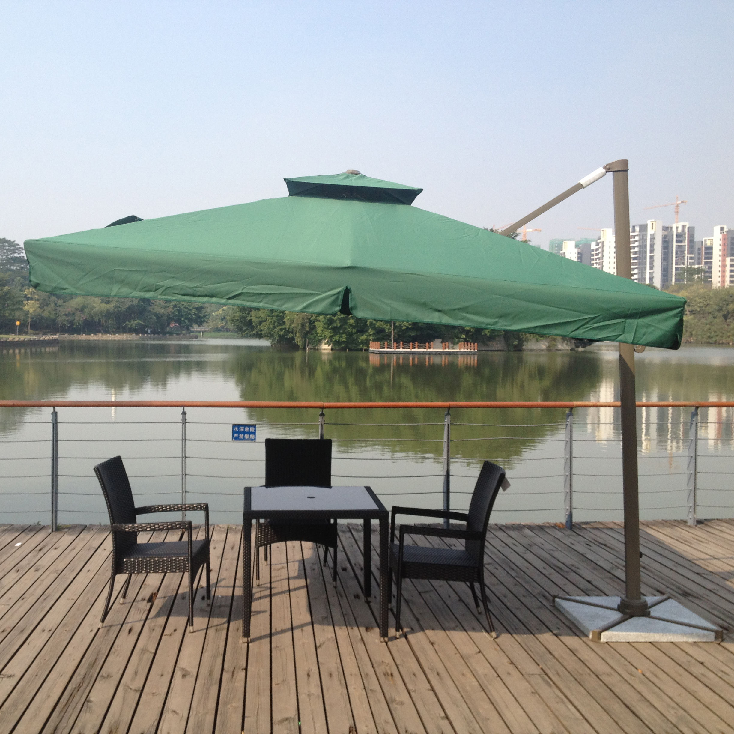 Red Frame Large Garden Parasol 3 Meter Rectangle Parasol OEM