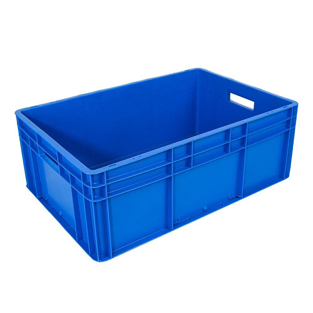 Transportation Stackable Plastic Storage Crate with Attached Lid and Customized Logo