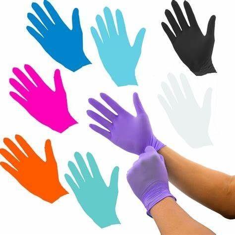 100% Pure Nitrile Protective White Black Blue Examination Gloves with En455