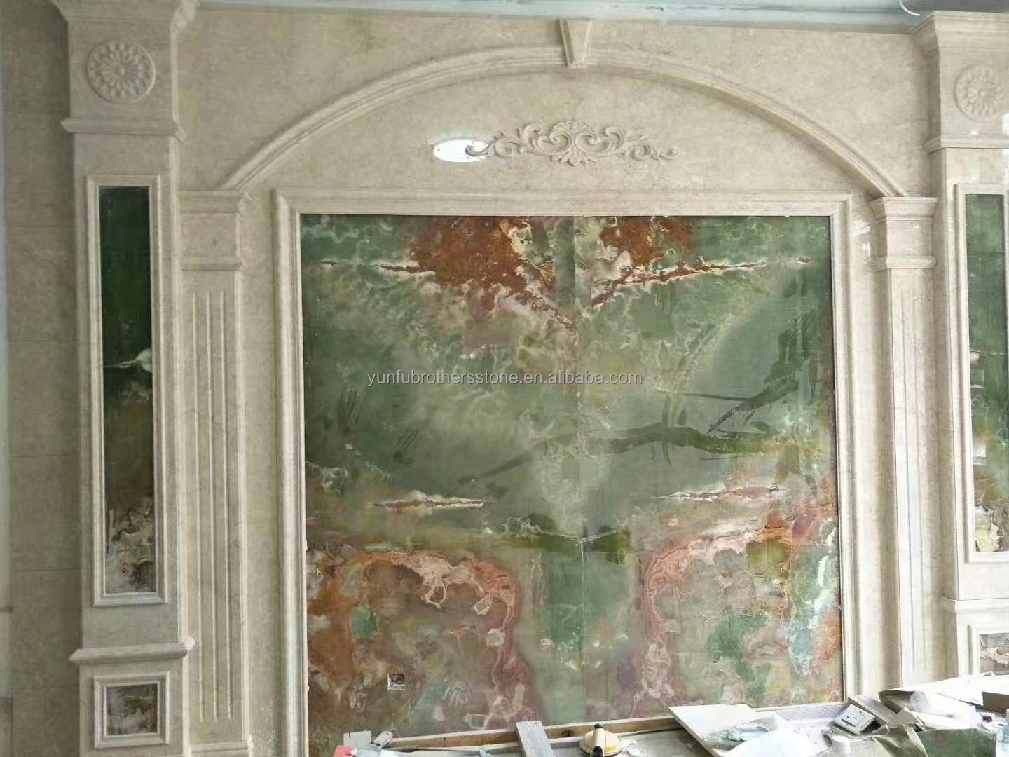 Green Onyx Marble Backlit Panel for Modern Graphic Design and Wall Decoration Purpose