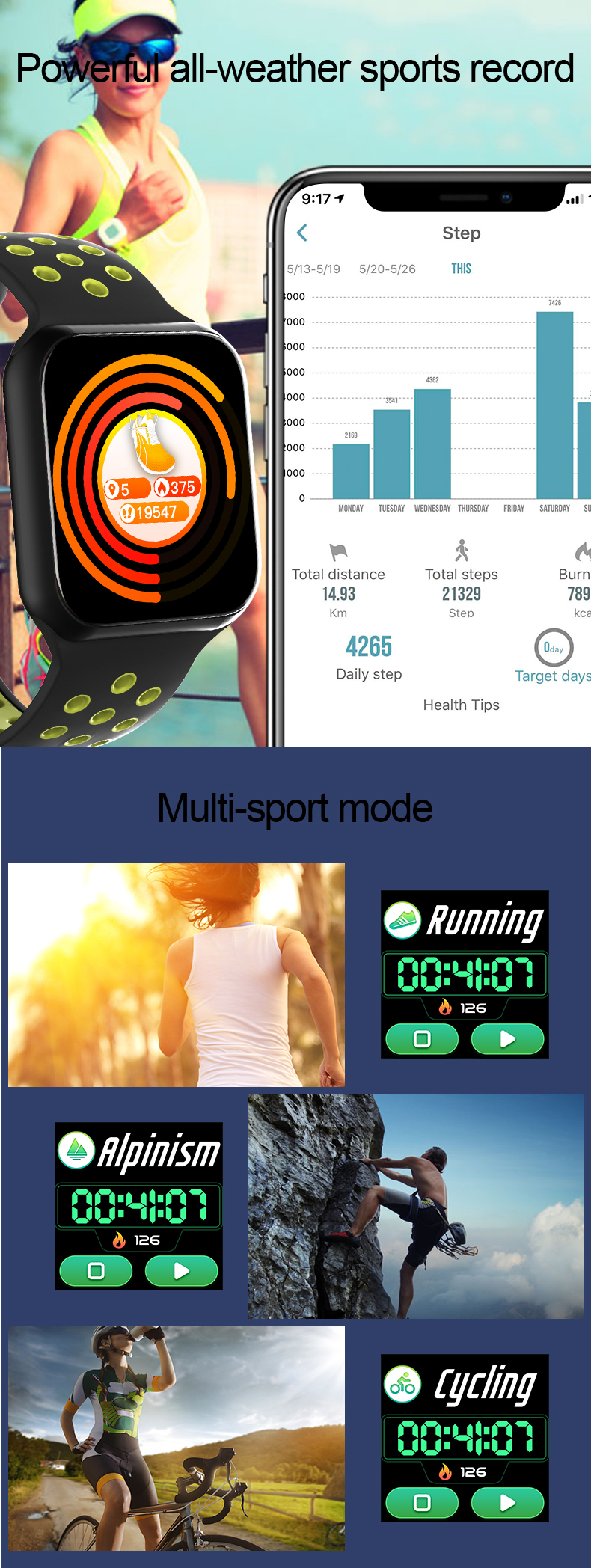 F8 1.54Inch Kids Waterproof Smartwatch Sport Pedometer Full Touch Wrist Watch For Iphone