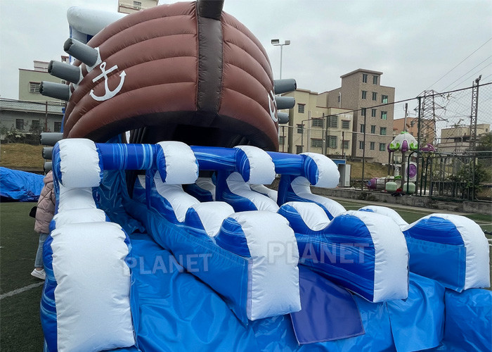 PirateShip Theme CMYK Inflatable Water Slide With Pool