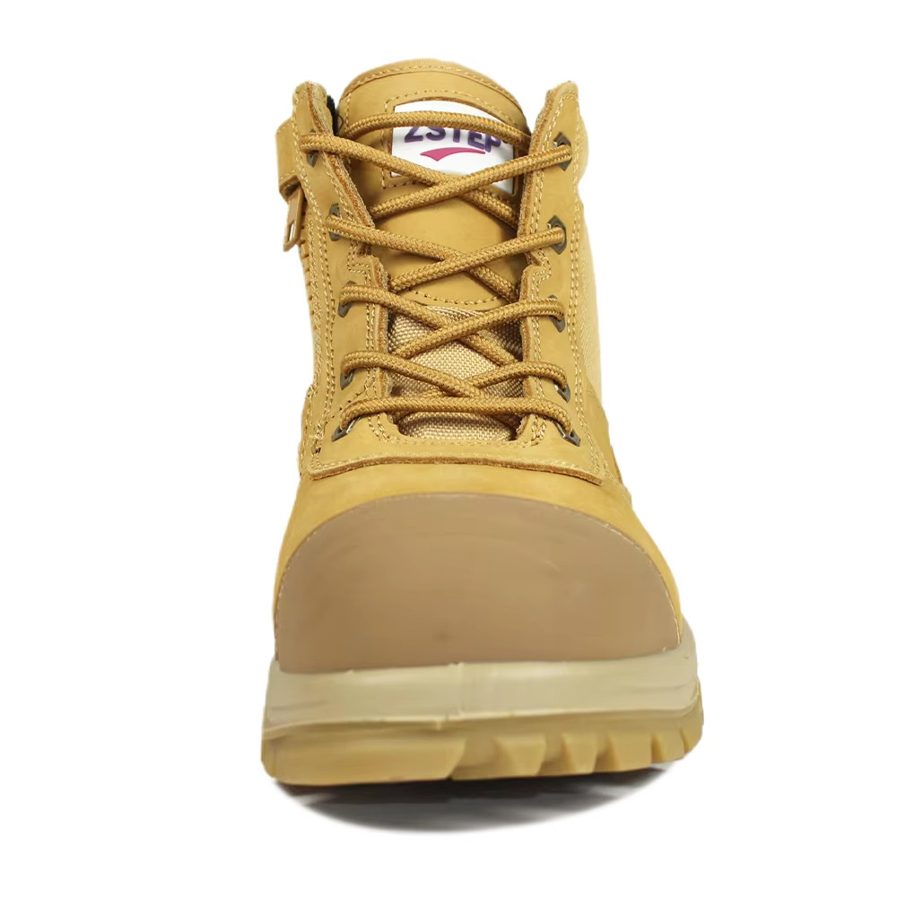 Nubuck Leather Zip Side Lace Up Anti Slip TPU Outsole Steel Toe Hiking Boots
