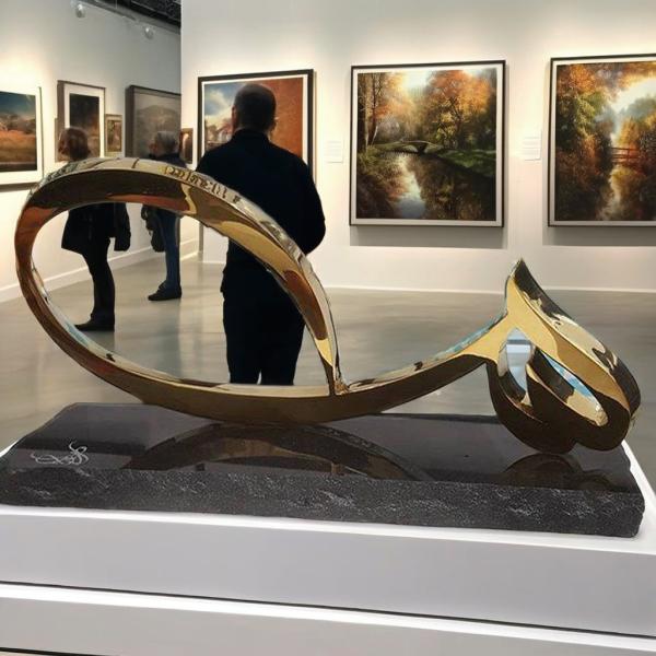 Modern Stainless Steel Arabic Calligraphy Sculpture Interior Art Decoration