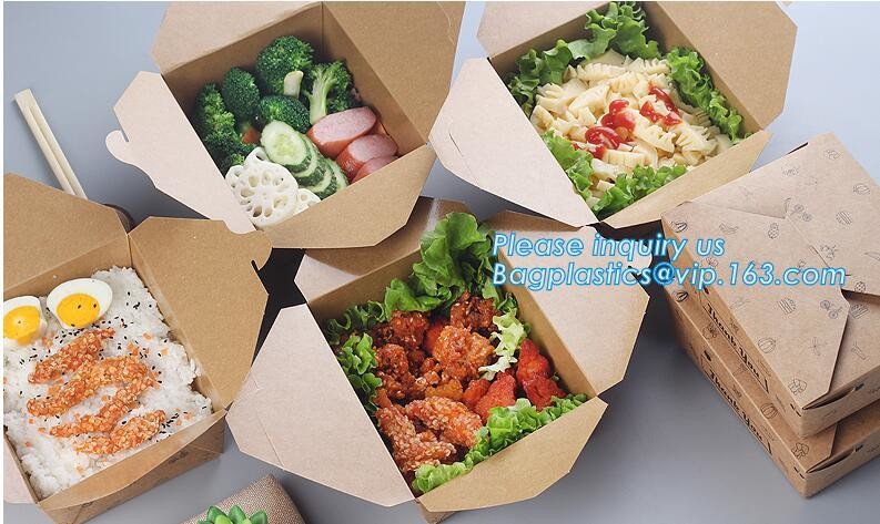 Cheap Cardboard foldable kraft paper lunch box with window,Lunch noodle fast food kraft paper box by customized logo pri