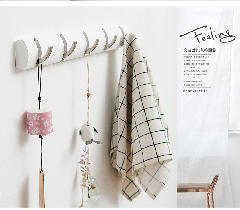 Heavy Duty Coat and Hat Hook Rail Wall Hooks Durable Bamboo Robe Rack