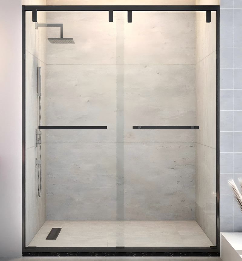 304 Stainless Steel Bathroom Glass Door Partition With Double Sliding Door