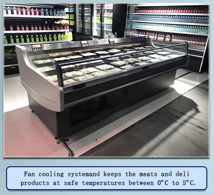 Cold Storage Meat Display Freezer 160L No Door Butcher Shop 0 - 5 ℃ Cooler