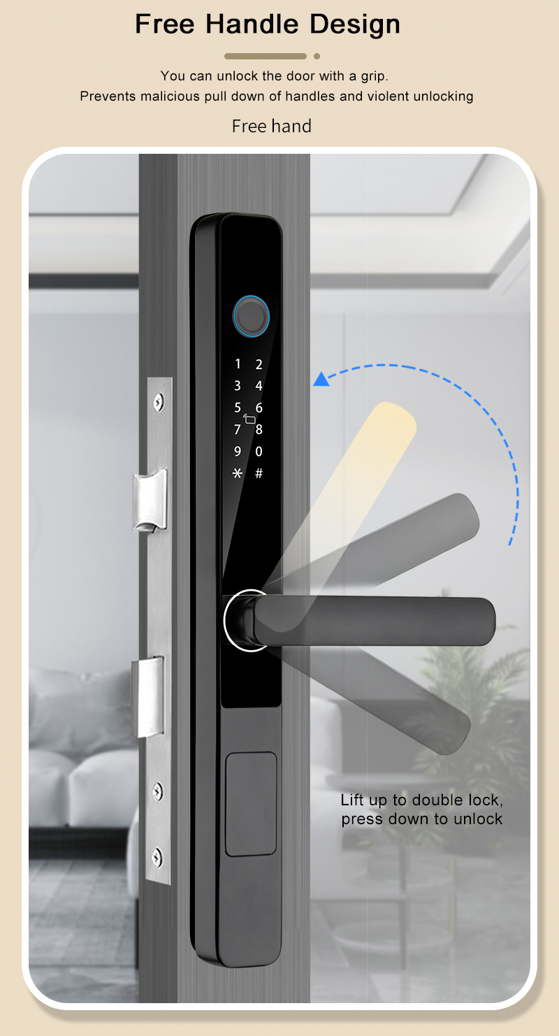 Qleung S608 Waterproof TTlock Tuya Smart Key Digital Locks Fingerprint Aluminum Electric Sliding Glass Door Smart Home Door Lock