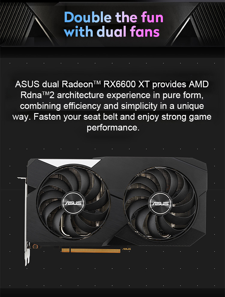 ASUS DUAL-RX6600XT-O8G GPU Graphics Card AMD RX 6600xt 8gb Gaming PC Graphics