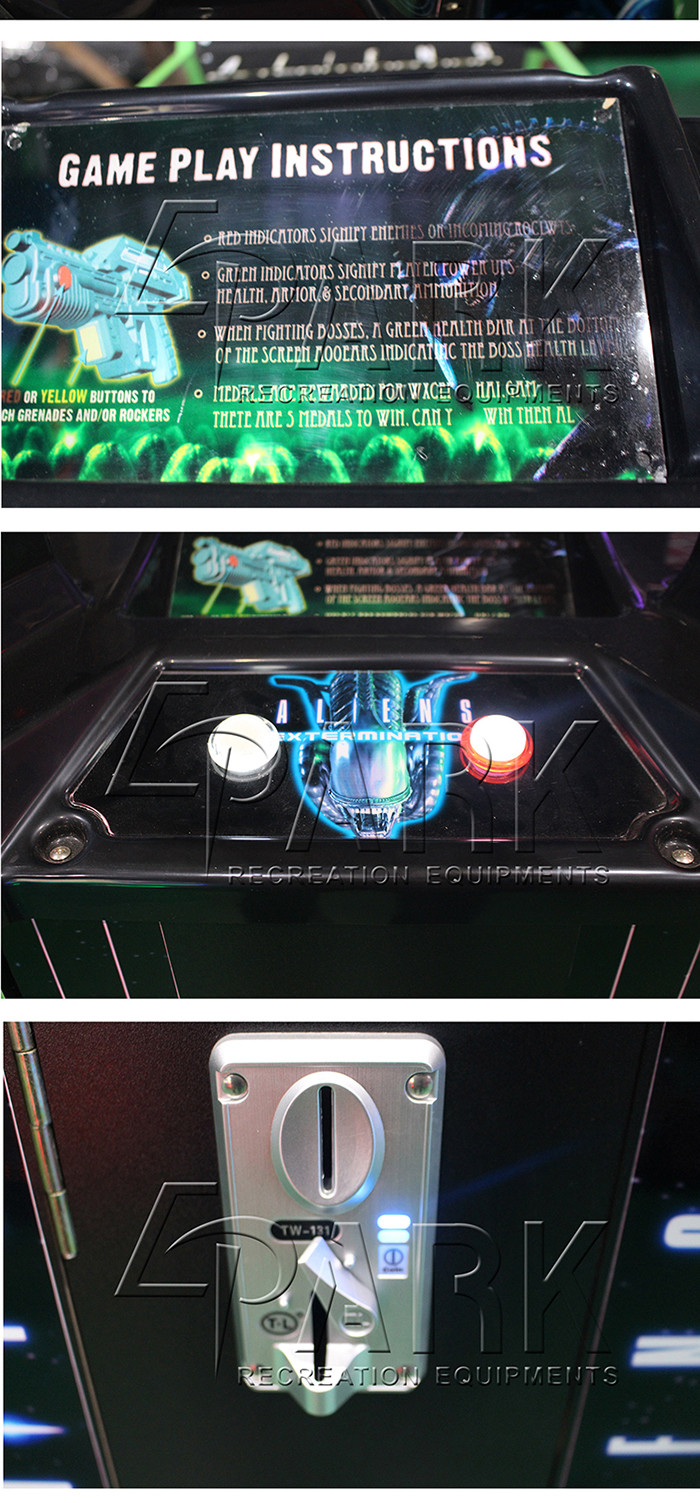 42" Aliens Extermination coin pusher shoot game machine simulator game machine