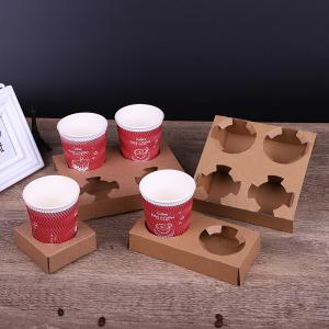 4 Cups Kraft Paperboard Disposable Paper Cup Holder Biodegradable