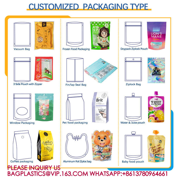sustainable Mylar Packaging Bags Resealable Aluminium Foil Bags Zip Food Storage Bags