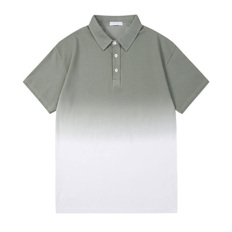 Hanging Dye Teenage Gradient Tee Shirt Button Up Short Sleeve Polo Shirts