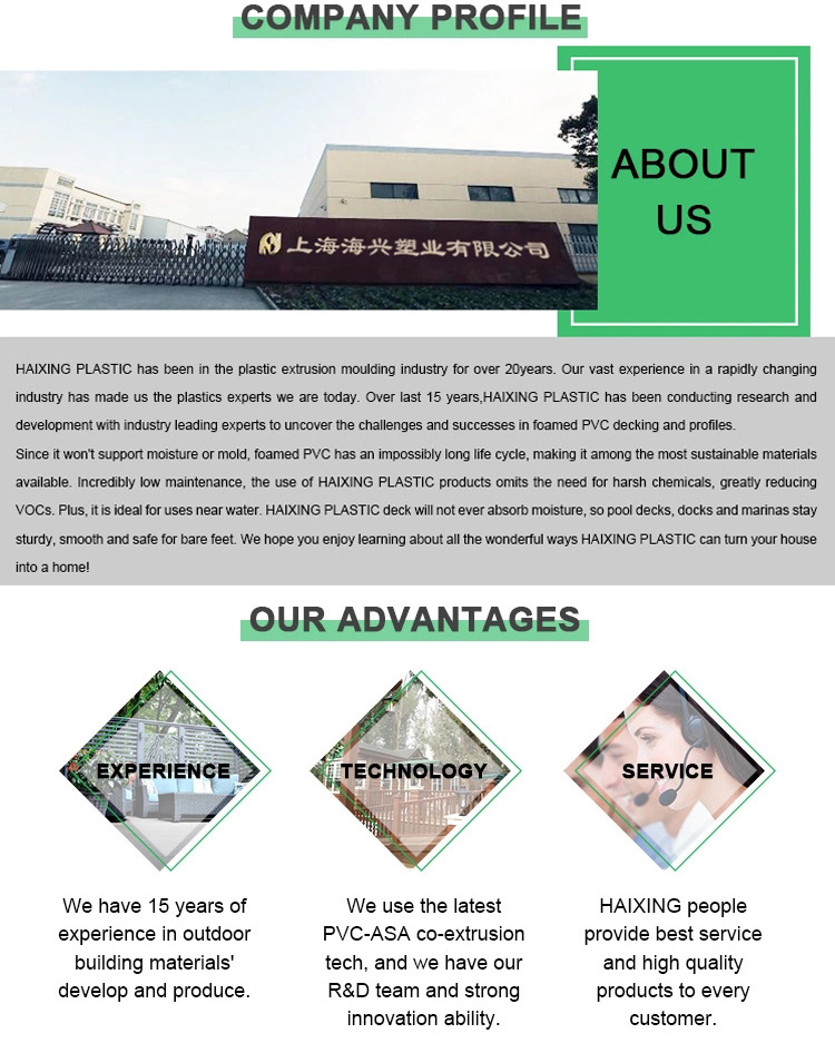 Haixing PVC Foam Wood Texture Emboss Plastic Window Door Frame Ideal for Scenic Spots