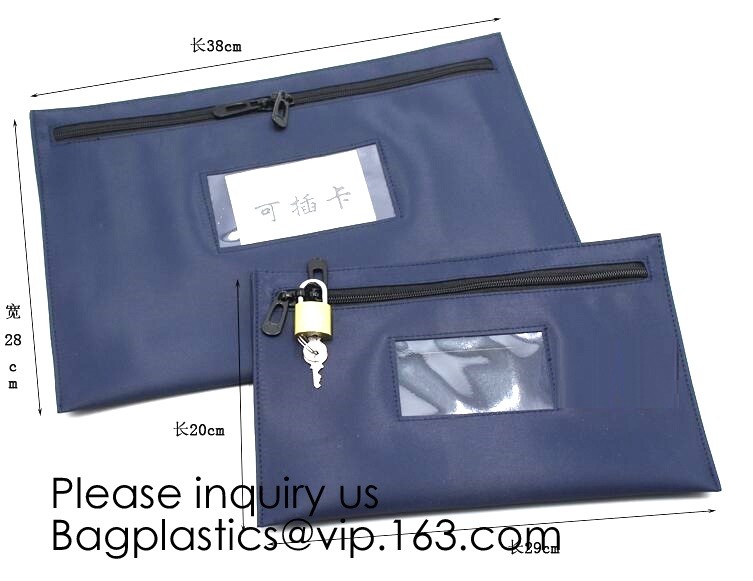 Cash Money Reusable Deposit Security Locking Factory Custom Made Bank Locking Night Deposit Bag With Lock, bagease