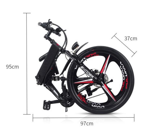 400W Integrated Wheel Electric Folding Bike Disc Brake Full Suspension Folding