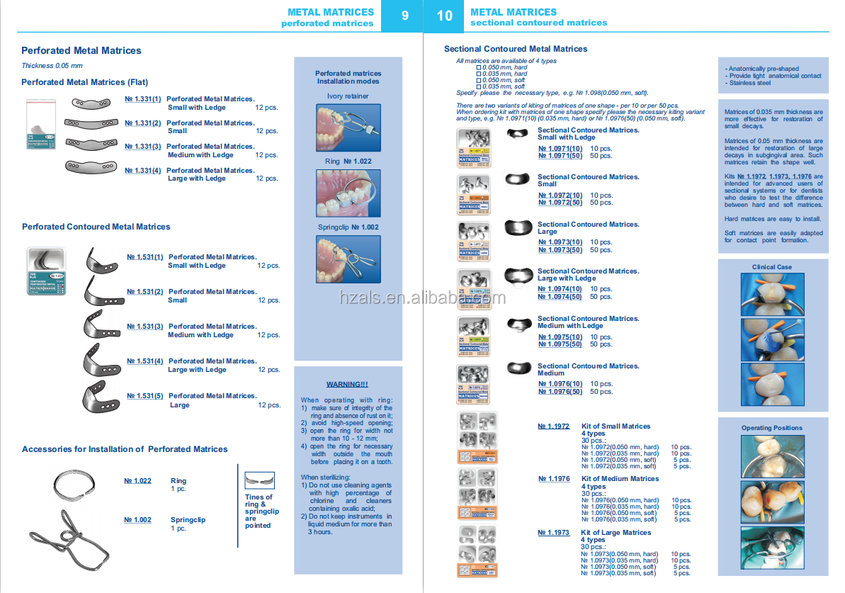 ce certified Dental Restoration Products Materials TOR VM Set of Rings 1.399 /Rings for Sectional Matrices Installation