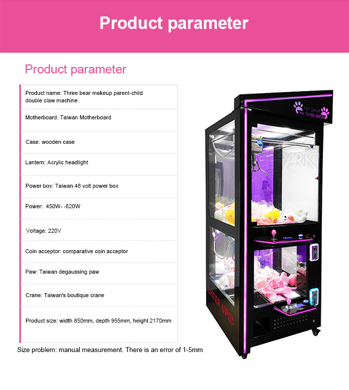 Kids Skill Arcade Three Bears Toy Crane Game Machine