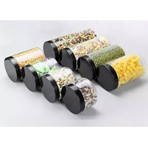 Empty Screw Cap 400ml Plastic Jar Transparent Refillable With Black Lid