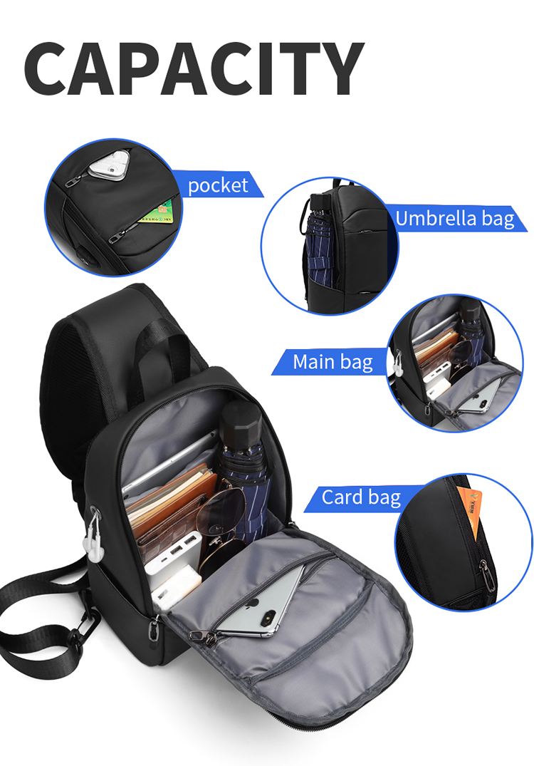 ISO9001 Anti Theft Men Shoulder Bags With USB Charging