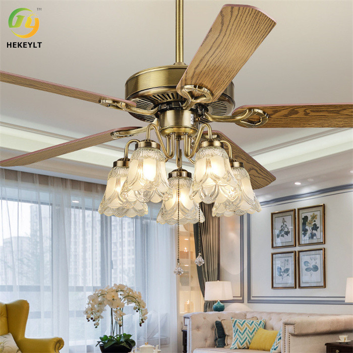 42'' E27 Custom Modern European Retro LED Fan Lamp For Dining Room Home
