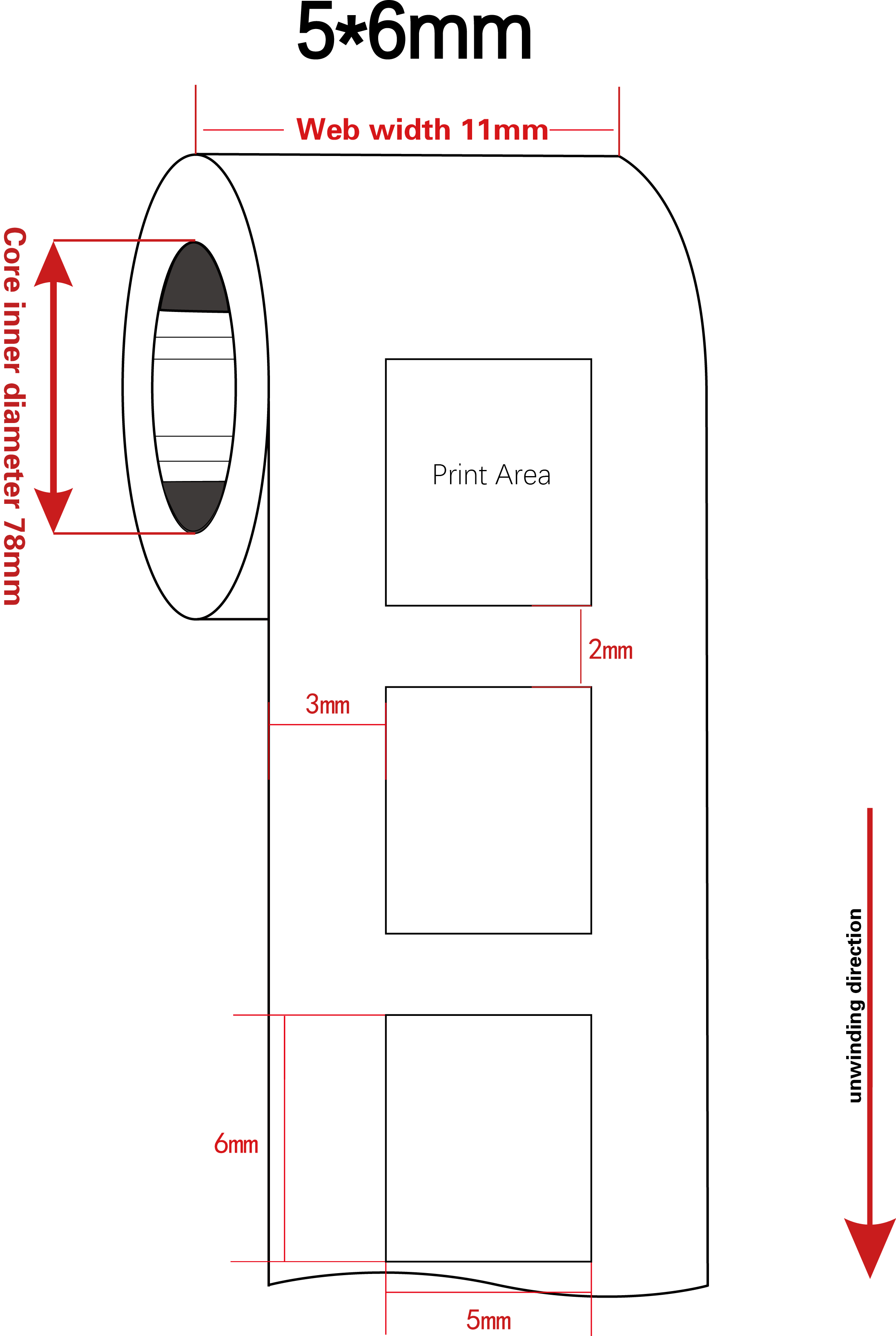 5mmx6mm 1mil Matte White Thermal Transfer Labels Polyimide Label