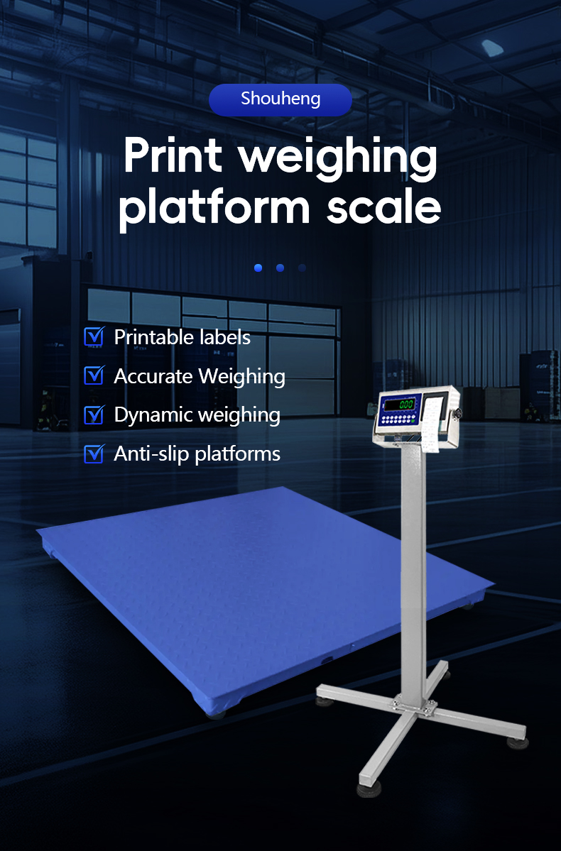 Industrial Platform Floor Scale with LED Display and Lithium 7.4V/4000mA Battery by Sohe