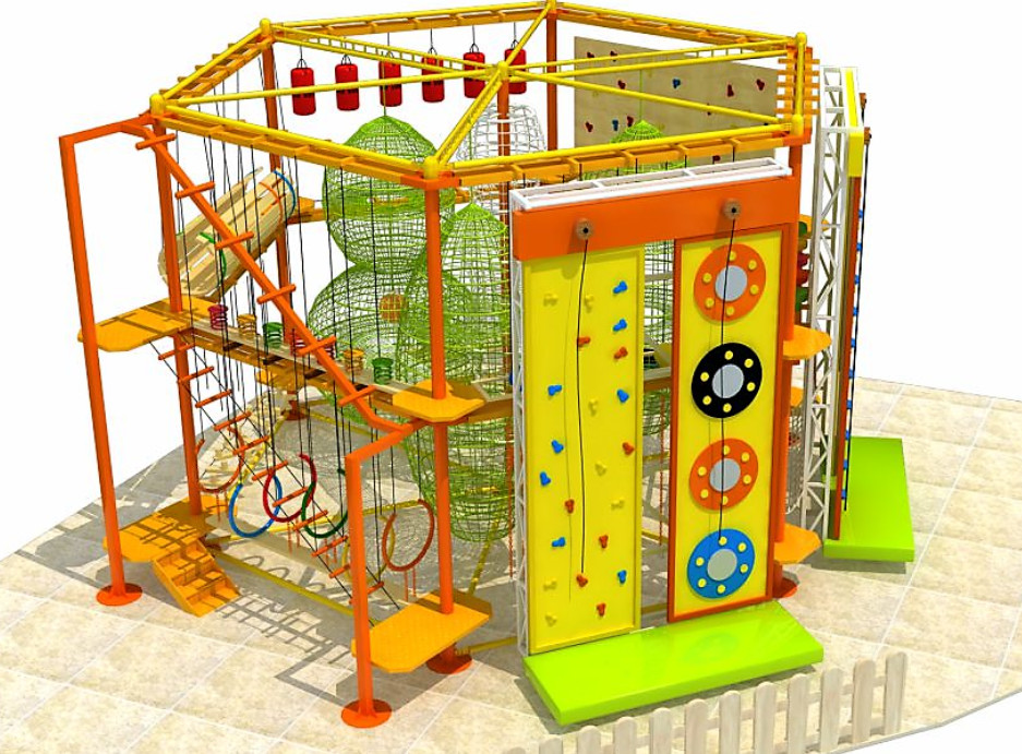 New Style Amusement Park Indoor and Outdoor Adventure Rope Course with Clambing Wall