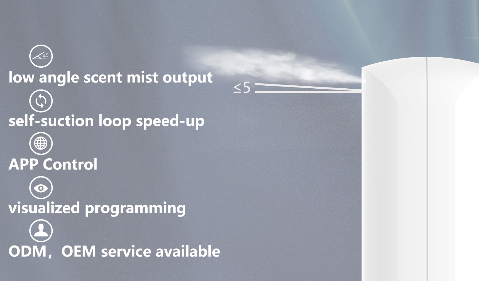 12V Wall Mounted Scent Diffuser Bluetooth Scent Diffuser Oil CE