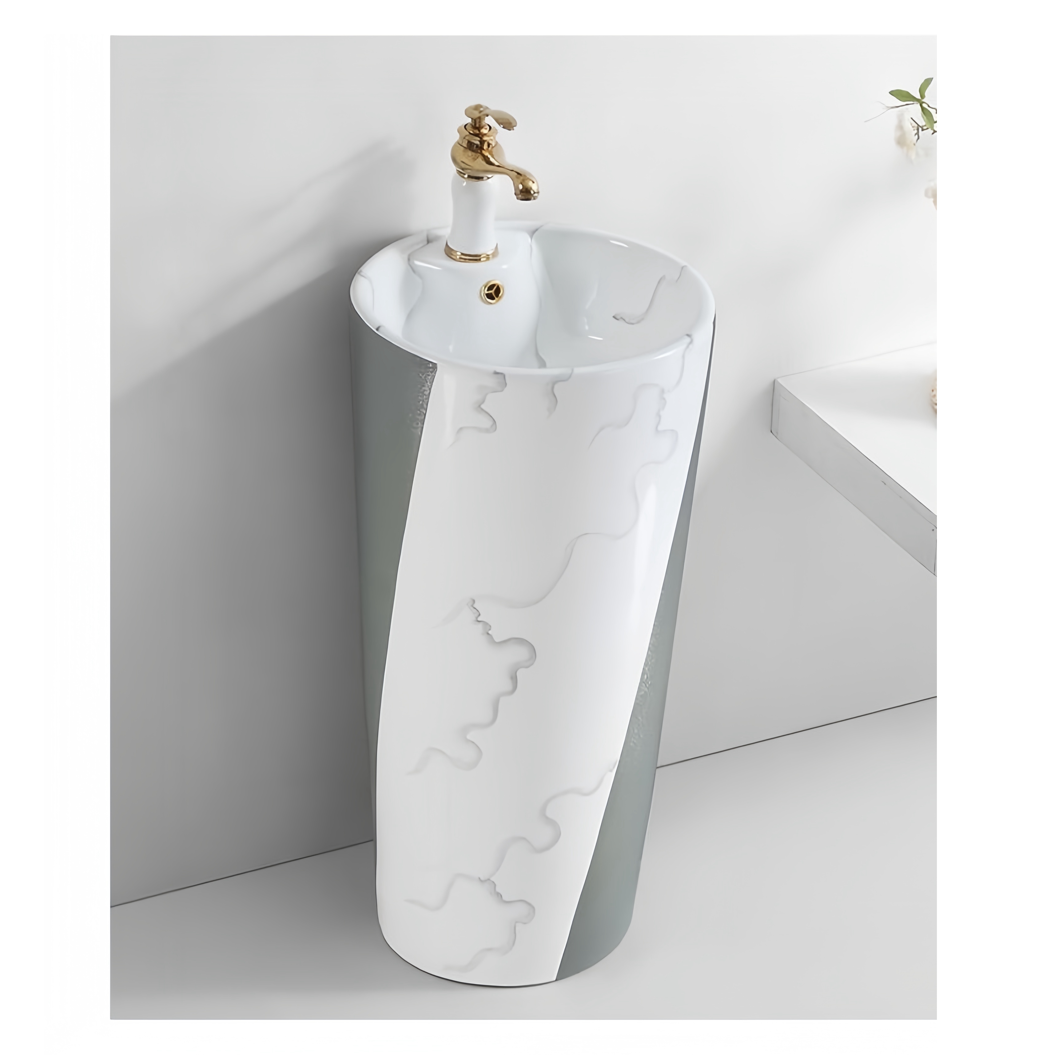 Small Round Ceramic Basin European Style Bathroom Sink for Home Hotel or Restaurant
