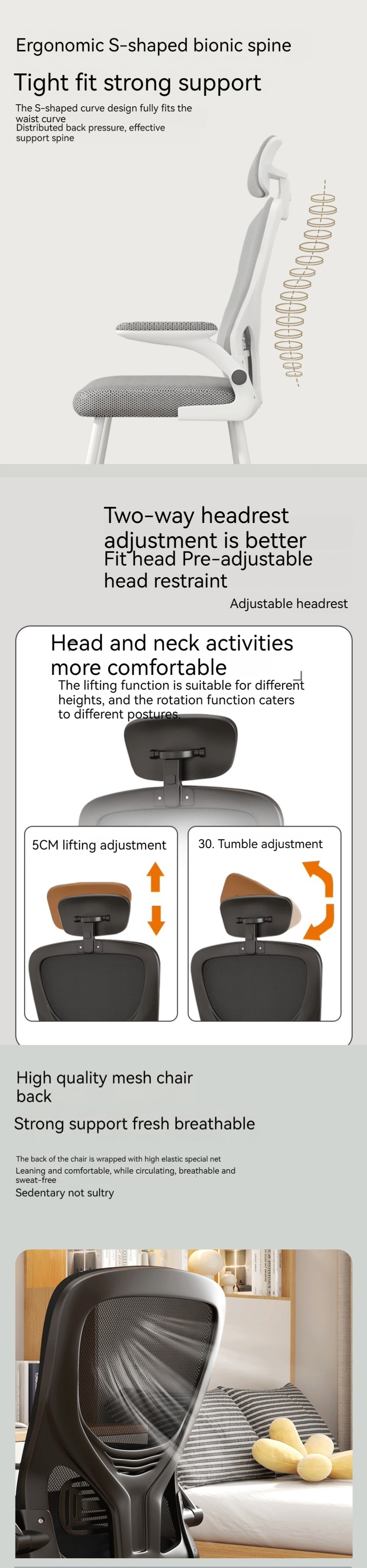 Y Mail Packing High Back Swivel Computer Chair for Home Office Ergonomic Study Chair