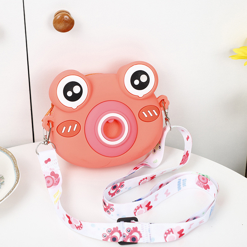 Cute Frog Silicone Pencil Box School Supplies Pencil Case For Kids Makeup Bag Shoulder Bag For Christmas Birthday Gift