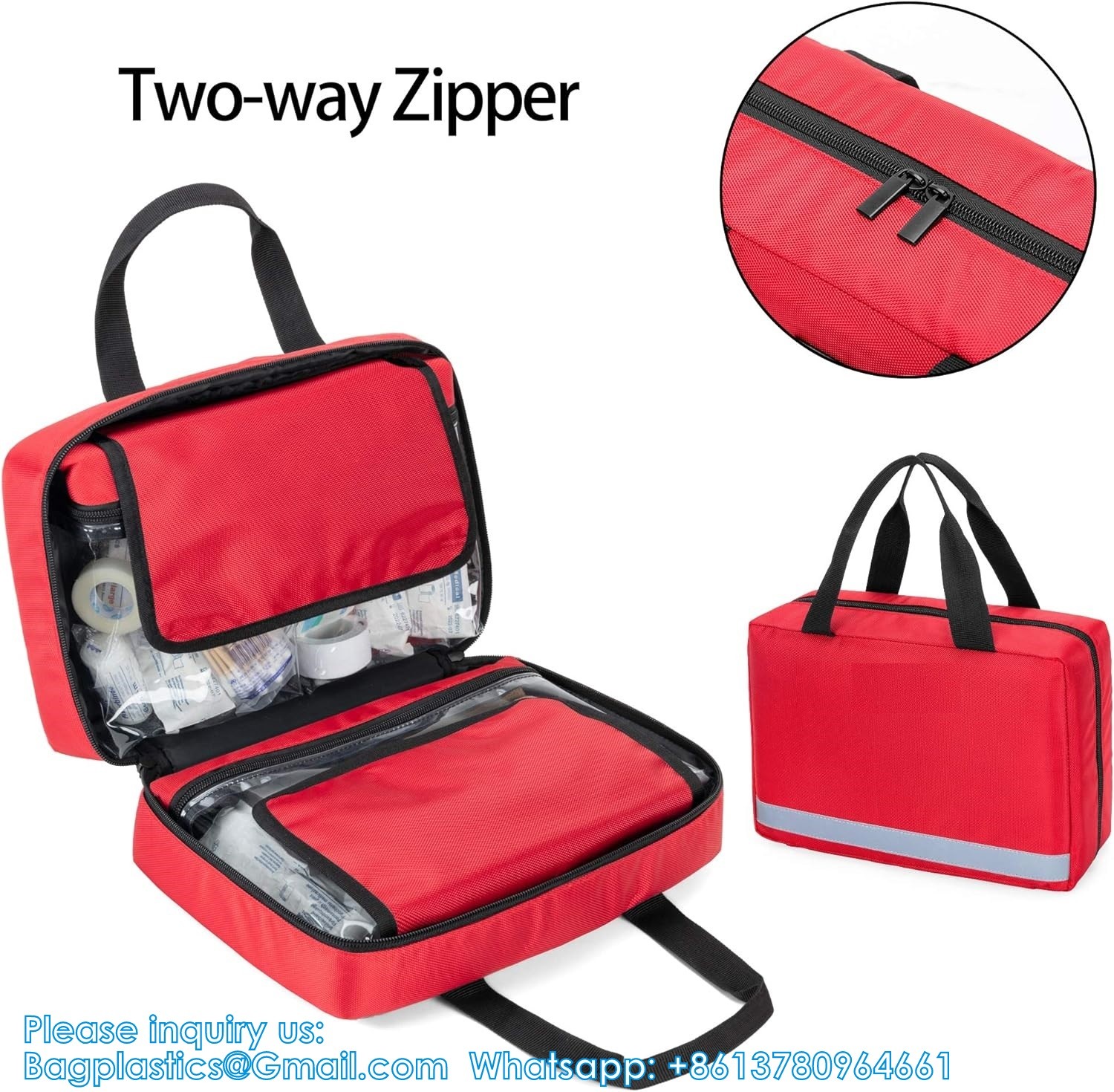 Small First Aid Kit Bag Empty Portable Emergency Kits Trauma Bag, Ideal For Car, Home, Camping And Hiking, Red Bag