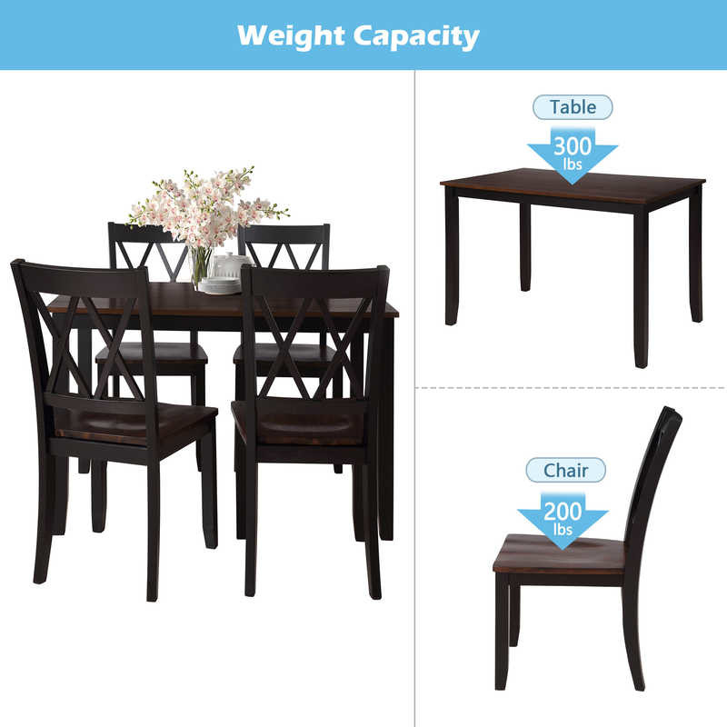 Tomile 5 Piece Wood Dining Table Set Home Kitchen Table And Chairs 50.7 lbs