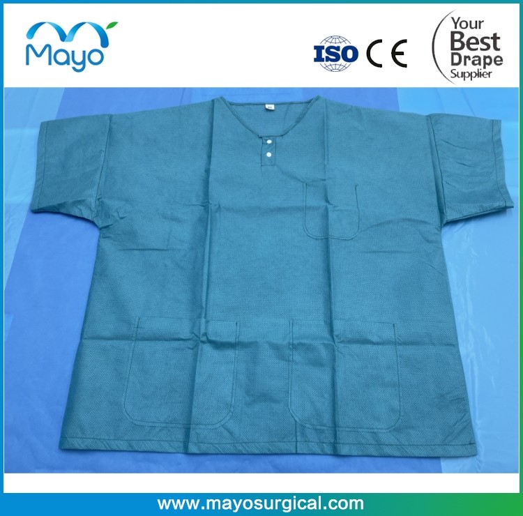 Soft Disposable PP SMS Non Woven Medical Scrub Suit With Shirt And Pants