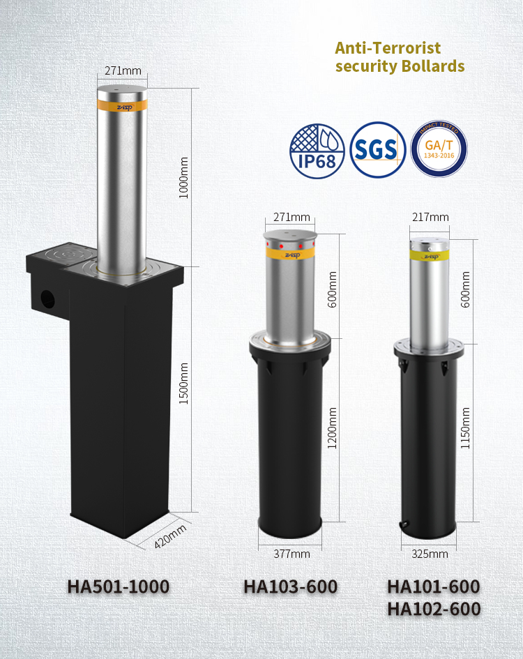 IP68 Certified Hydraulic Automatic Rising Retractable Bollards for Perimeter Security
