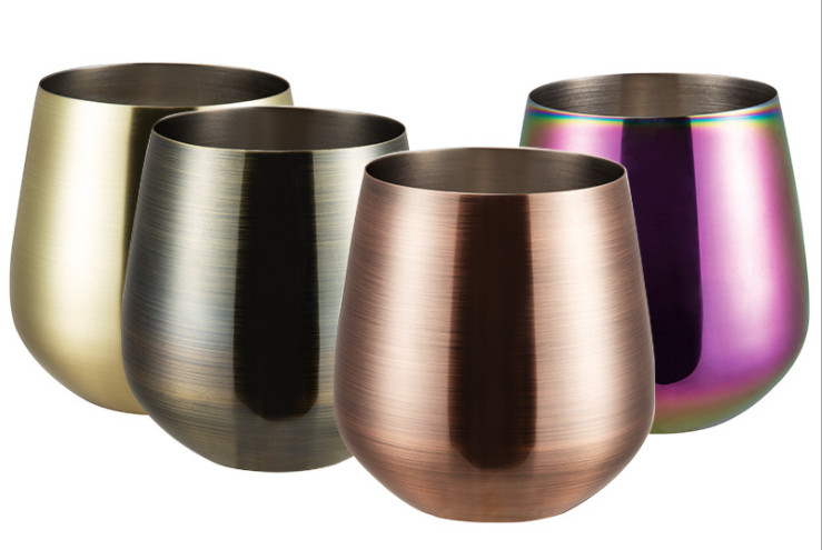 4 Color Stainless Steel Water Cups Double Wall Vacuum Insulated Wine Cup