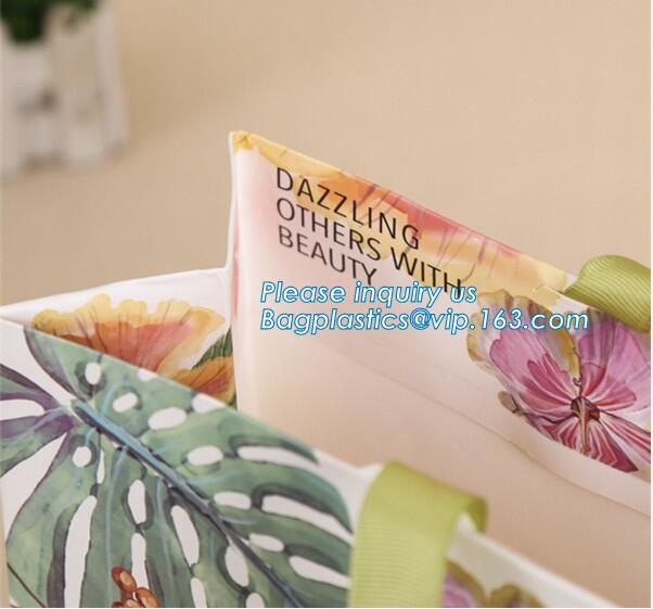 Luxury paper bags with handles Different Sizes,250gsm art paper shopping carrier bag custom printing with handle rope