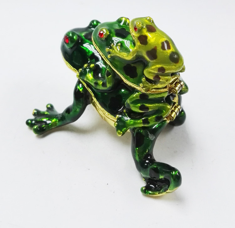 Baby Mum Frog trinket jewelry box Pewter Frog Trinket Box Jewelry Box