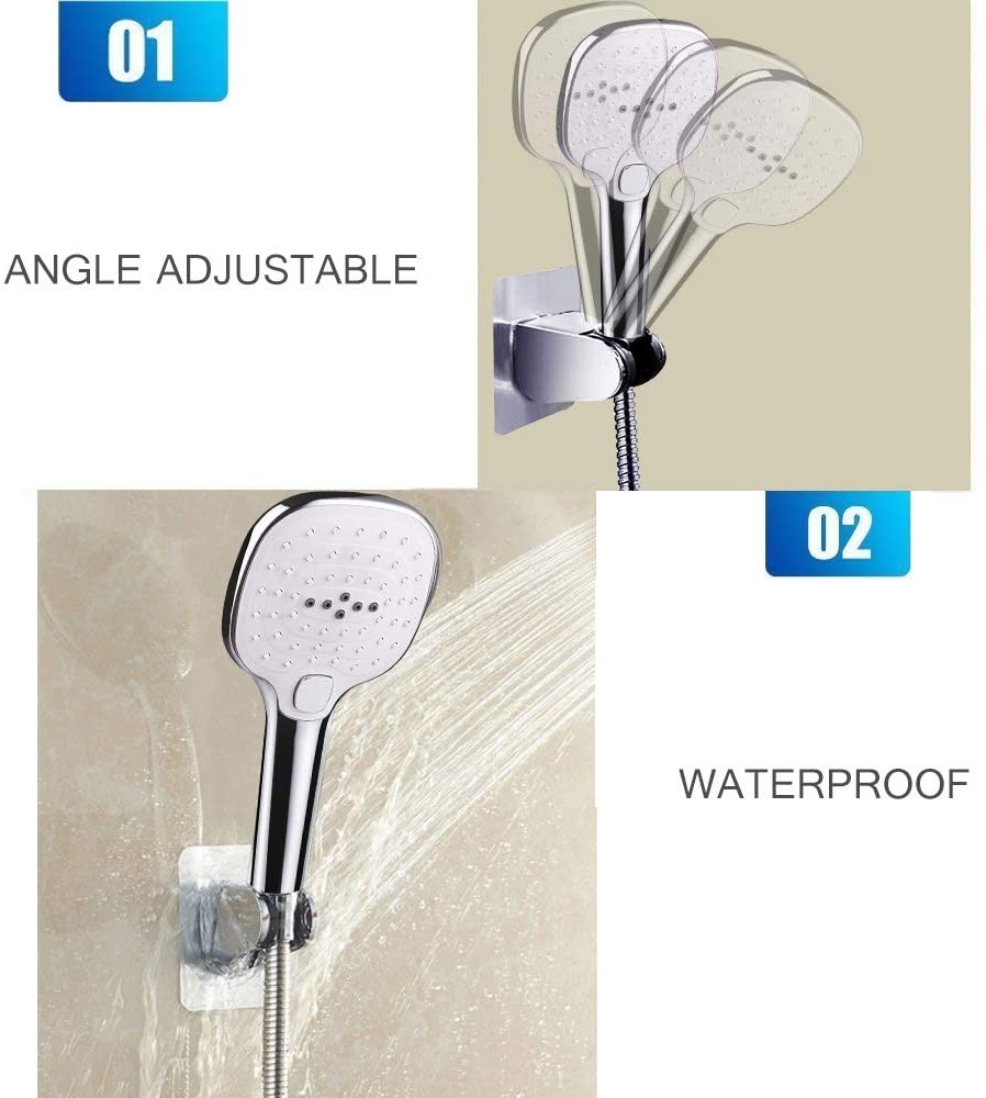 Self Adhesive Adjustable Chrome Wall Mounted Shower Handset Holder